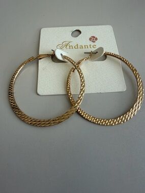 Gold Textured Hoop Earrings for Women